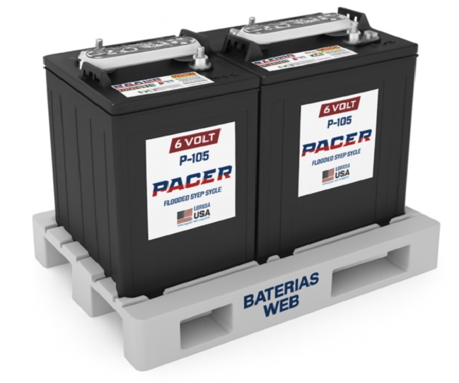 Pack 2 Baterías TROJANPACER T105 6V. 244Ah.